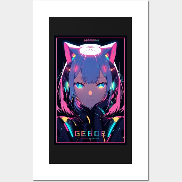 Anime Cat Girl | Quality Anime Design | Chibi Cat Girl Miaw | Manga Anime Art Wall Art by AlNoah